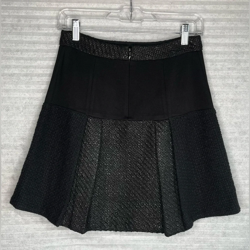 Rebecca Taylor Black Tweed Mini Skirt Size 0 Waist 27 - Picture 2 of 11